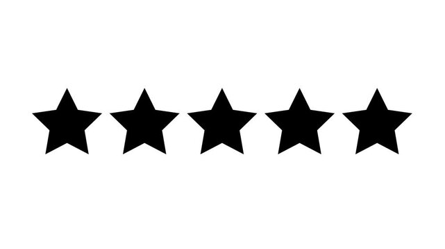 rating success with Five Stars animation. Quality evaluation. Rating Star Interactive 5 Star Rating Animation for Customers.