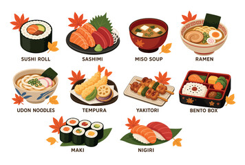 Variety of Japanese Food Dishes. © iwak