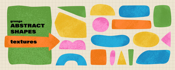 Obraz premium Set of scrapbook design elements. Noisy grainy texture backgrounds, speech bubbles, place for text. Cut out paper style. School notes. Quote box, frame. Piece of paper. Hand drawn cute style. 