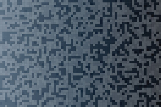 Pixelated mosaic pattern with graduated shades of blue and gray background, texture