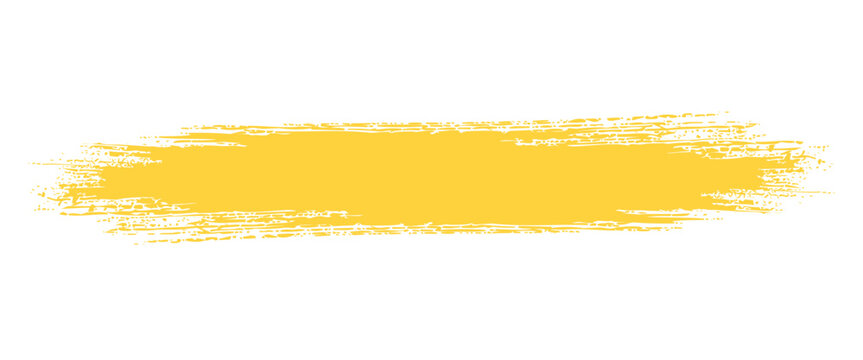 Yellow dry brush stroke texture. Distressed horizontal paint streak and highlight banner graphic.