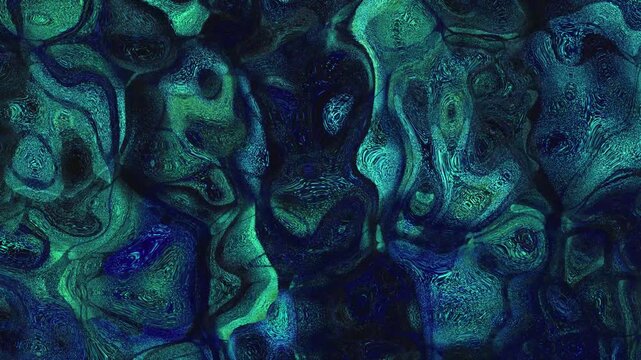 Grunge glitch video abstract  pixelated background with colorful textured shapes in acid green and dark blue.  for video editing and intros