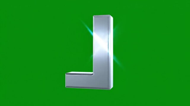 Shining 3D Silver Letter L, Illuminated and Isolated Against a Vibrant Green Backdrop for Visual Communication
