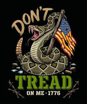 Don't Tread on Me Gadsden Flag Rattlesnake Illustration