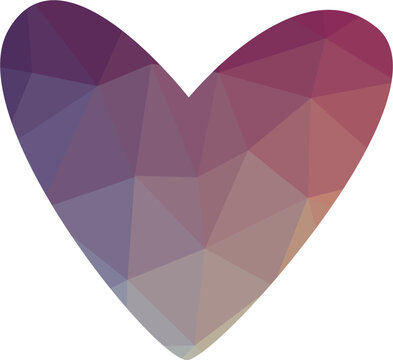 Low Poly Heart PNG Geometric Polygon Love Symbol Isolated on Transparent Background