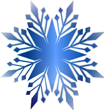 Blue Snowflake PNG Winter Ice Crystal Clipart Isolated on Transparent Background