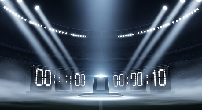 Stage with countdown timer and spotlights