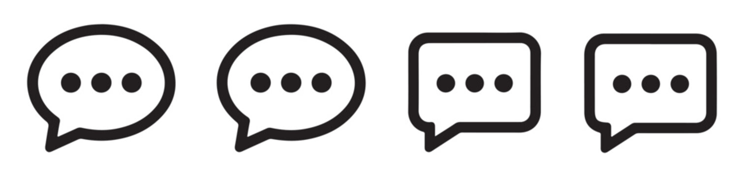 Speech bubble icon. set of linear and solid dialog box symbols for communication.