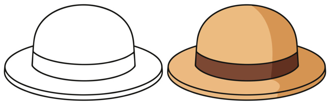 Fedora featuring a classic round brim and a decorative band creates a stylish vintage coloring page