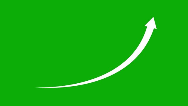 drawn red brush arrow curving upward to the right on a clean white background animation. for emphasis in presentations, marketing videos,