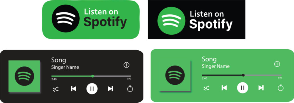 Spotify Music Player UI Mockup with Playlist Album Cover Playback. spotify Mobile podcast application interface with playback controls. Spotify Style Music Player UI Template and Mockup with Play Butt