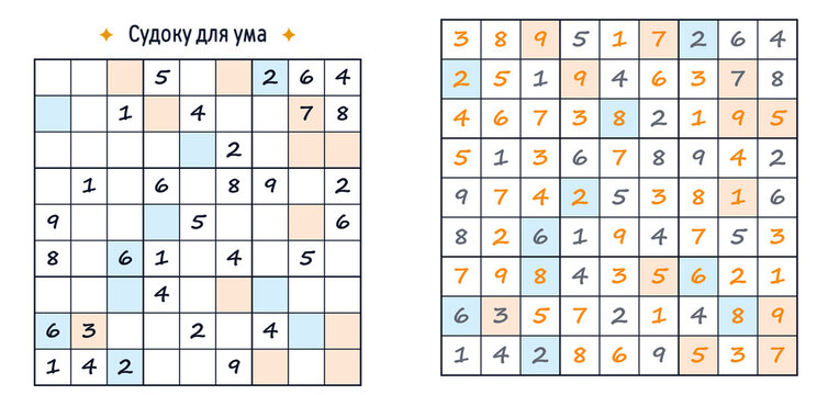 Sudoku Puzzle Game with Solution, Brain Training Logic Worksheet