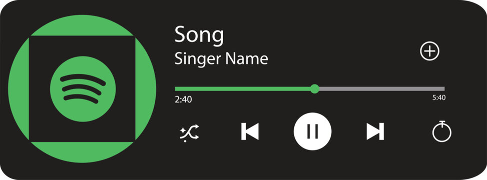Spotify Music Player UI Mockup with Playlist Album Cover Playback. spotify Mobile podcast application interface with playback controls. Spotify Style Music Player UI Template and Mockup with Play Butt