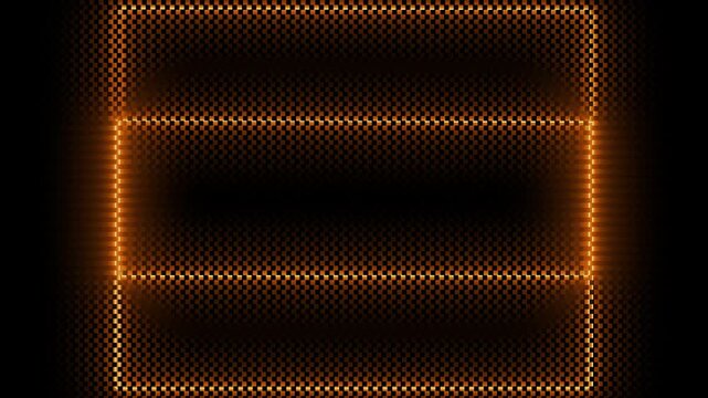 Orange glowing digital interface with rectangular frame and horizontal