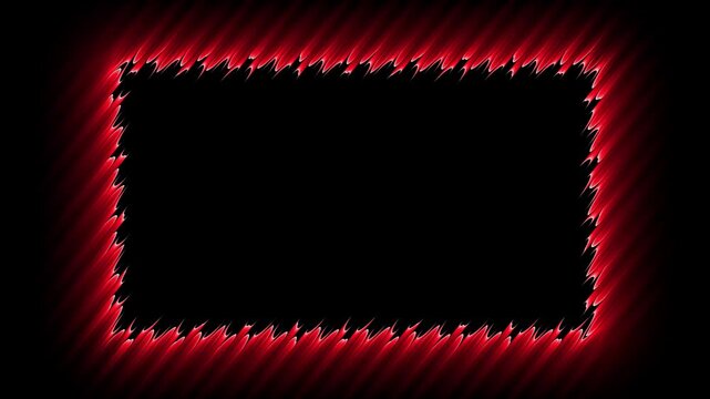 Red jagged frame transitions across black background horizontal composite footage
