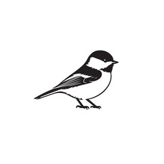 Naklejka premium Cute Chickadee Bird Silhouette Vector Illustration