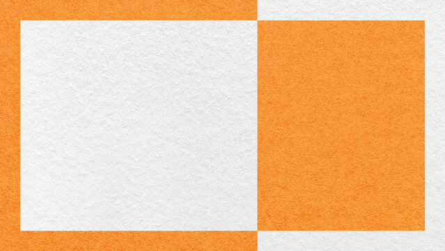 Textured white and orange paper background with frame and geometric panel. Template for presentation with copy space