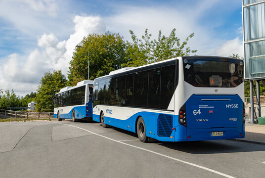 Tampere, Finland - August 21, 2025: A picture of two buses in Tampere.