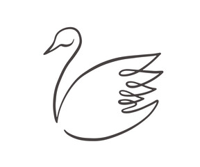 Fototapeta premium Minimal swan continuous one line illustration