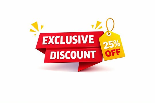 Exclusive discount sale banner with 25 percent off tag