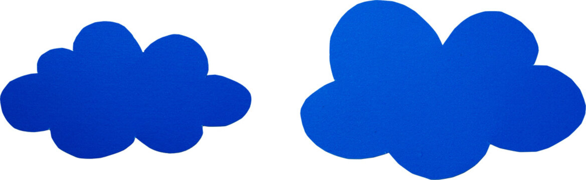 Blue paper clouds with a torn edge on transparent background PNG