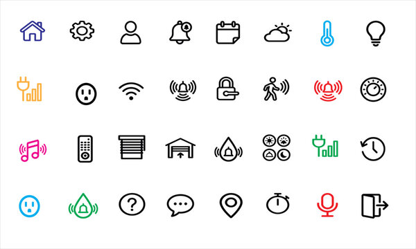 Smart home automation icons set