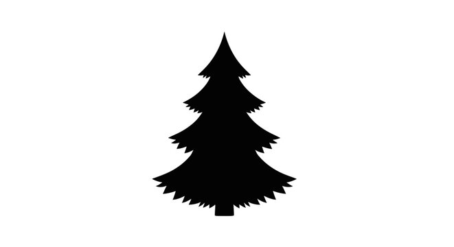 Black silhouette of a pine tree on a white background symbolizing nature and simplicity in a minimalist design