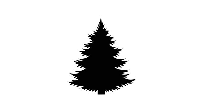 Black silhouette of a pine tree on a white background symbolizing nature and simplicity in a minimalist design