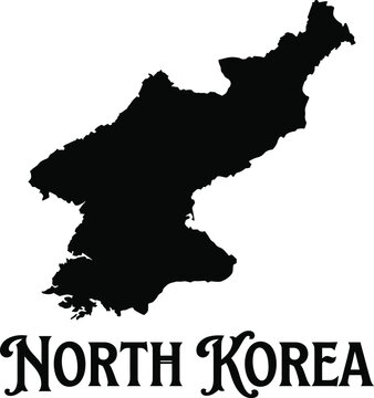North korea map silhouette with calligraphic typography