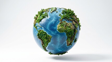 Fototapeta premium World Environment Day : A miniature globe showcasing a vibrant Earth, with lush green landmasses and clear blue oceans, representing our planet's ecological beauty.