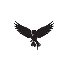 Fototapeta premium Minimalist Red-Winged Blackbird Silhouette with Open Wings Vector Illustration
