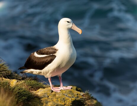 stunning seabird albatross standing tall on natural rocky habitat high resolution picture