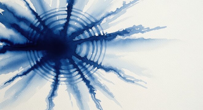 Abstract blue neuron or starburst design with light rays