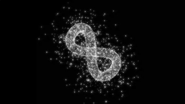 Twisted Infinity mobius strip looping animation, Abstract mobius strip animation loop with smooth transition design, Seamless loop 3D animation. infinite symbol shape made of particles. 4k video