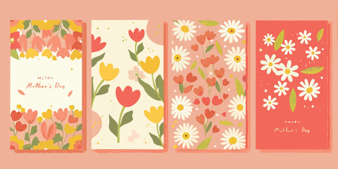 Floral ornament set with mother s day greetings vector illustration © Raben