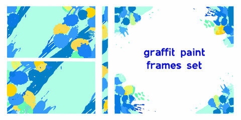 Colorful Graffiti Paint Frames Set Artistic Brushstroke Pattern © Raben