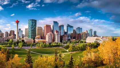 Obraz premium calgary downtown city skyline panorama in alberta canada