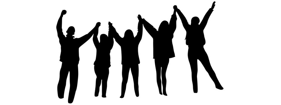 Friendship men and women Group of people standing together in a row,