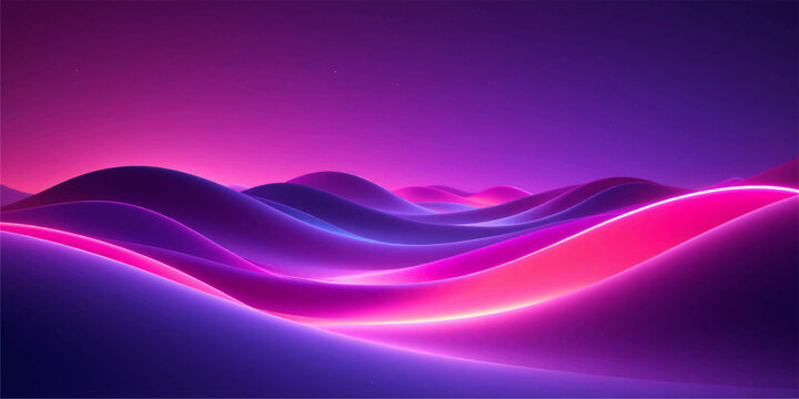 An abstract purple and pink background features colorful flowing waves and light lines that create a dynamic motion pattern for a modern backdrop design
