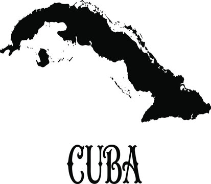 Cuba map silhouette black on white background