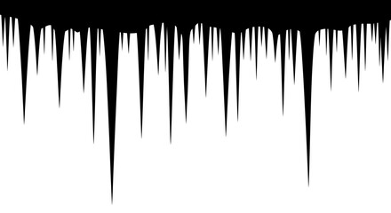 Black paint drips down on white background creating abstract streaks and patterns © Pabitra