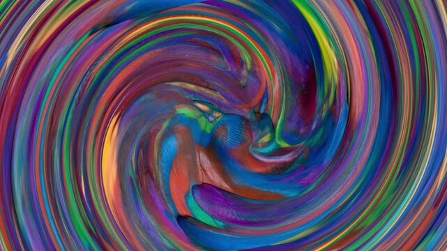 Captivating video abstrak showcasing a radiant vortex of spectrum hues, illustrating a hypnotic, evolving visual experience and artistic flow