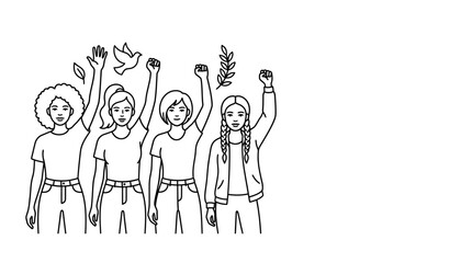 Obraz premium Diverse women raising fists for social justice and equality.