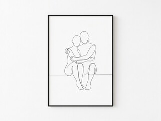 Fototapeta premium Abstract Line Drawing of Human Silhouette in Minimalist Black and White Frame