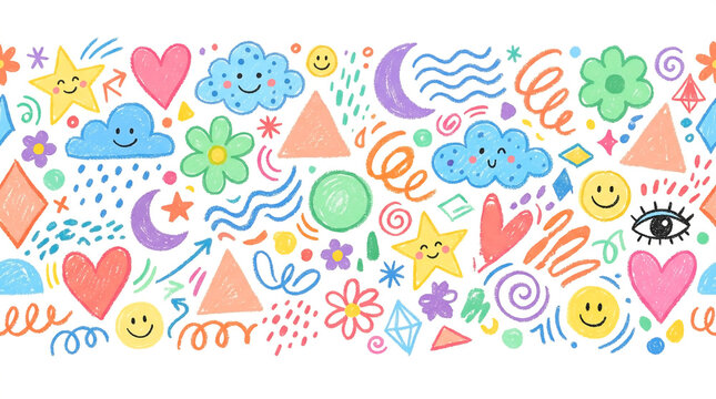 Pastel Cute Doodle Pattern Background &mdash; Latar Pola Doodle Pastel Lucu