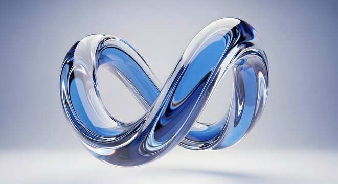 Blue Glass Infinity Symbol Abstract Sculpture