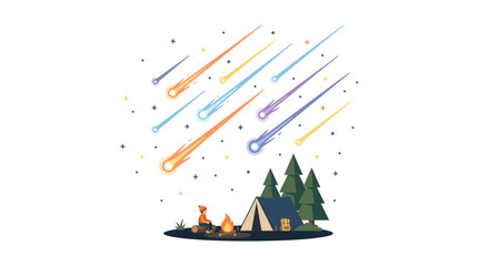 Camping scene under a colorful meteor shower. © Abdul Handi