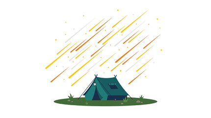 Camping tent under a meteor shower at night. © Abdul Handi