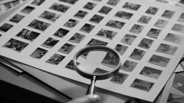 Photograph Showcasing Meticulous Examination Of Historic Film Negatives With Nostalgic Ambiance