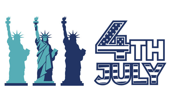 Statue of liberty and independence day typography for patriotic celebrations